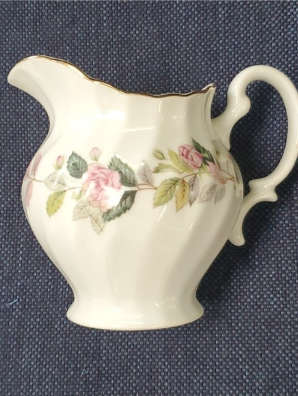 White Floral Porcelain Creamer Pitcher